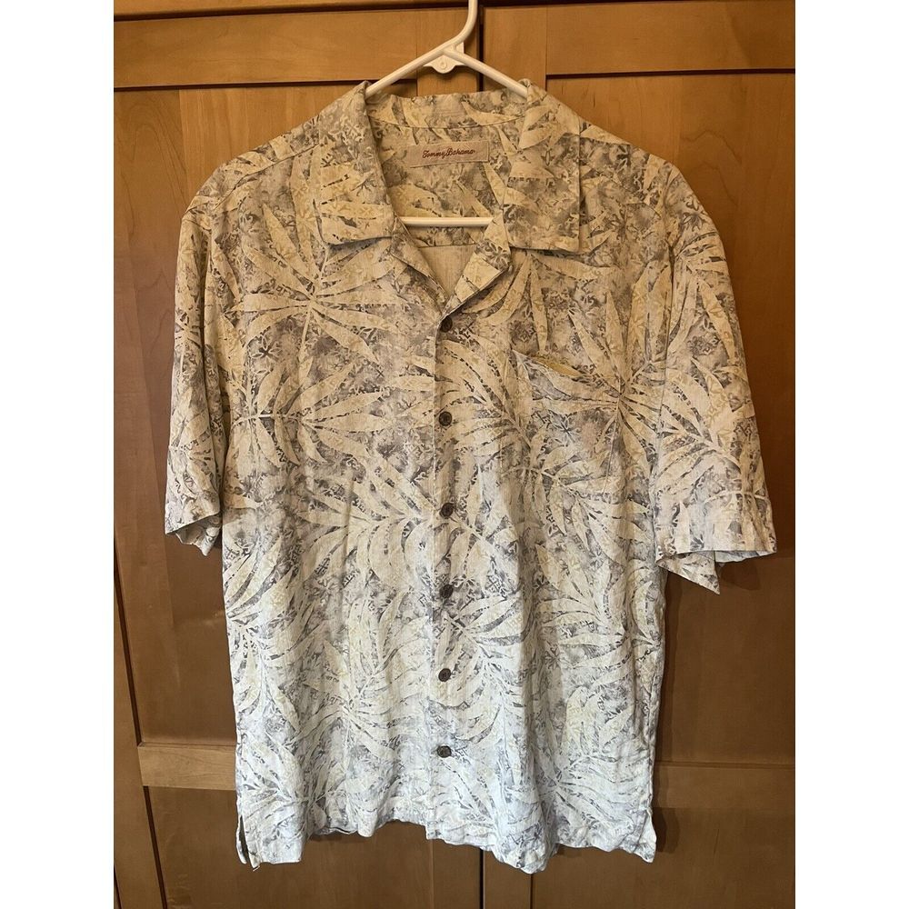 Men's L 100% Silk Tommy Bahama Short Sleeve Button-Up Shirt